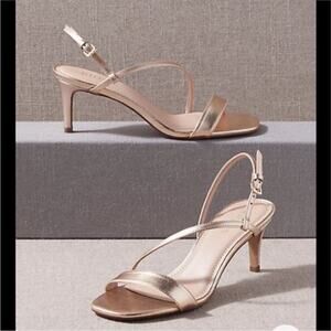 BHLDN Anthropologie metallic gold heeled sandal bridesmaid wedding prom formal
